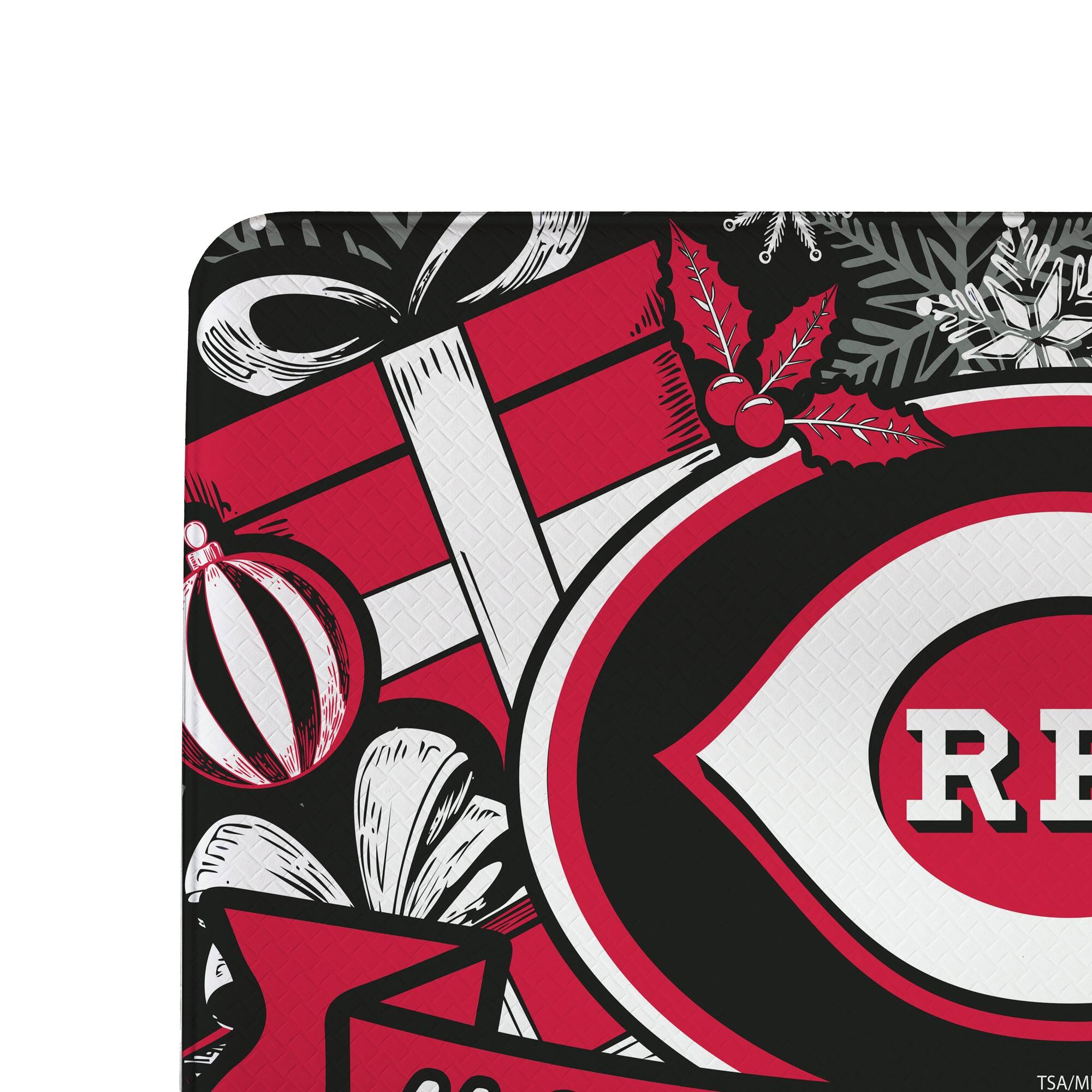 Alt View 2. Evergreen Enterprises - Cincinnati Reds 28" x 16" Happy Holidays Christmas Turf Door Mat - Multicolor.
