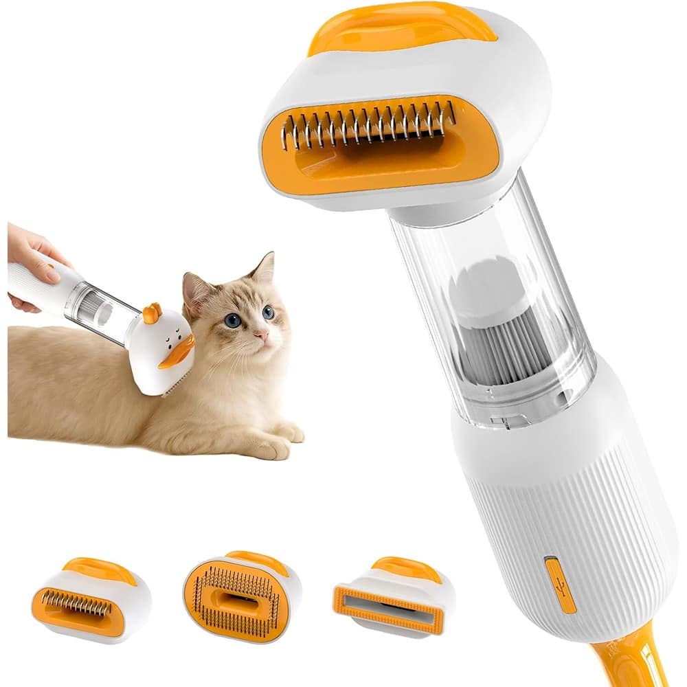 THIRSTY TURTLE - Cat Grooming Vacuum – 4-in-1, Low Noise, Brush Kit, White