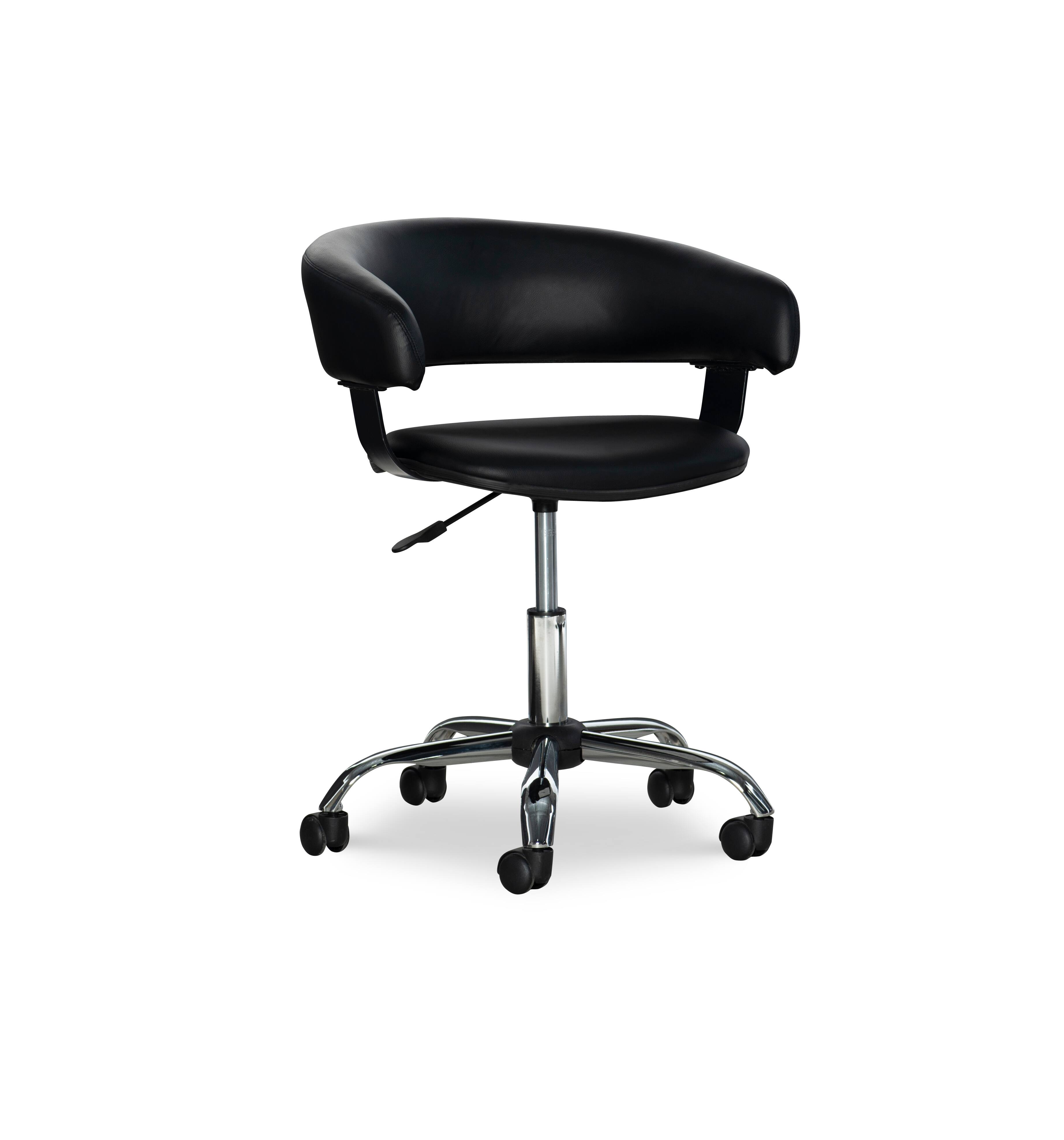 Angle. Linon Home Décor - Simken Faux Leather Gas Lift Desk Chair - Black.