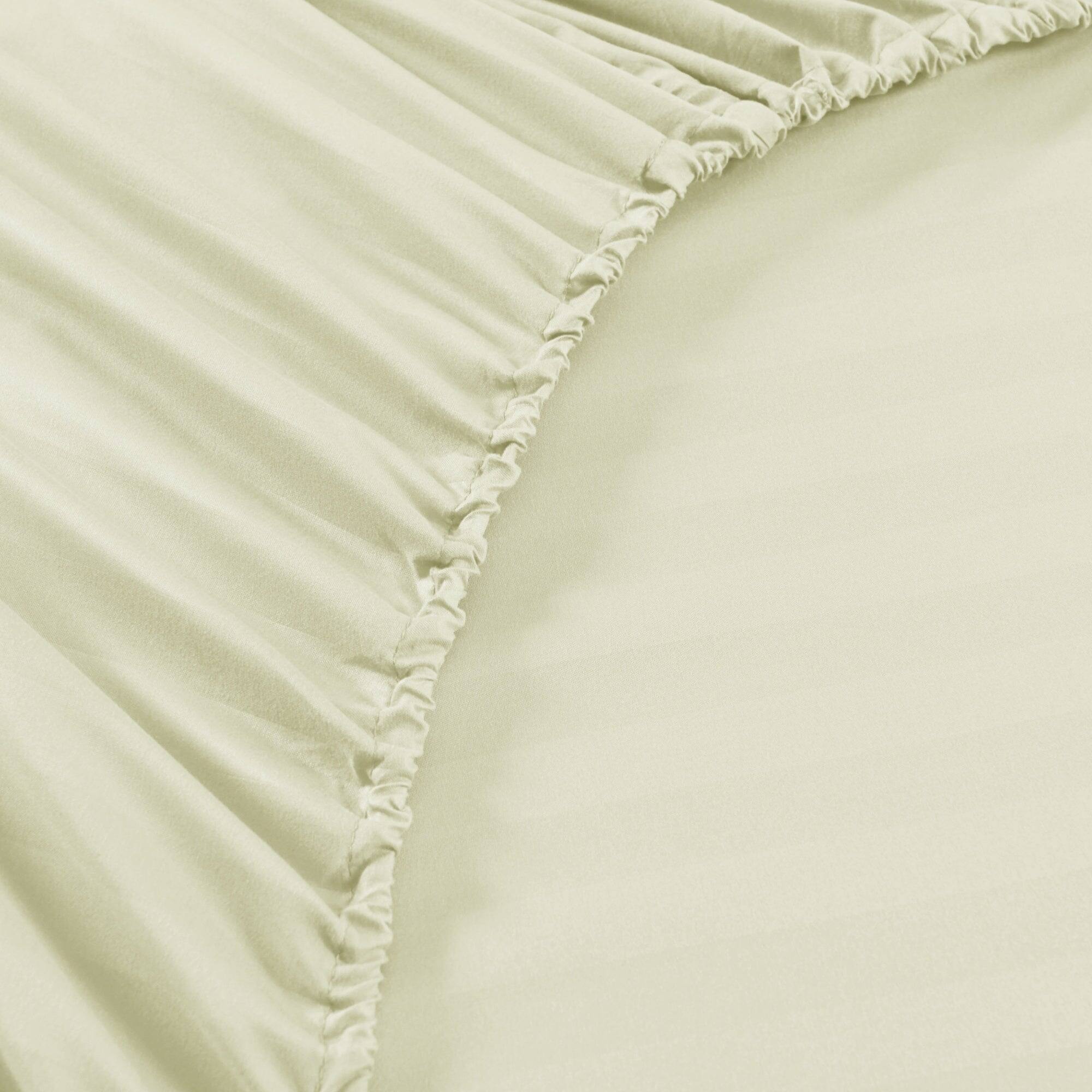 Back. MarCielo - Marcielo 4-Pieces Soft Striped Bed Sheets with 18 inches Deep Pocket - Cream.