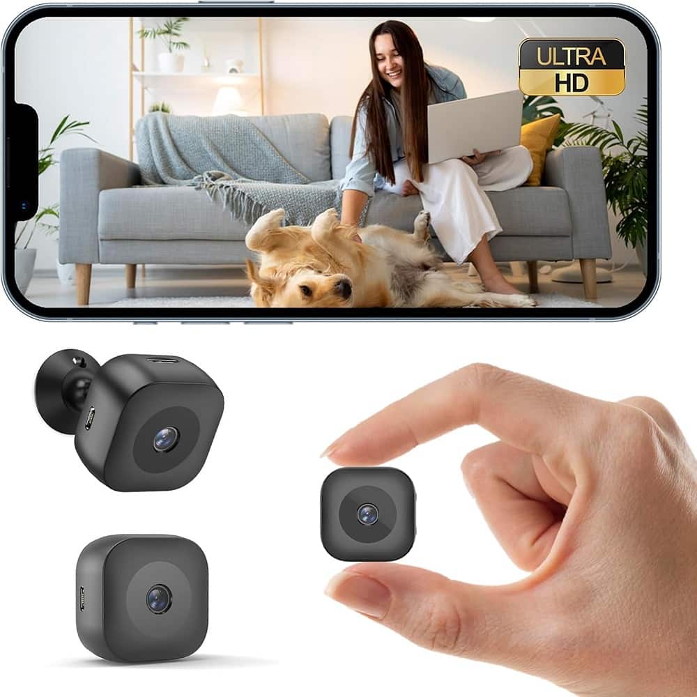 Hidden Camera,Security Mini Camera,HD WiFi Wireless with SD Storage & Motion - Black