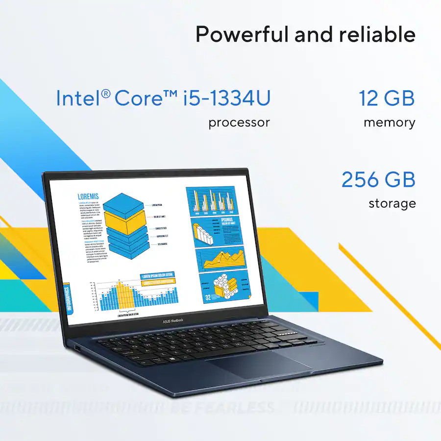 Powerful and reliable Intel Core i5-1334U processor 12 GB memory 256 GB storage.