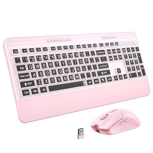 Reds Spade - Silent And Mouse Combo With Print Cover 2 Full sized Wrist Rest For Laptop Pc Notebook Desktop DualCovers - Pink