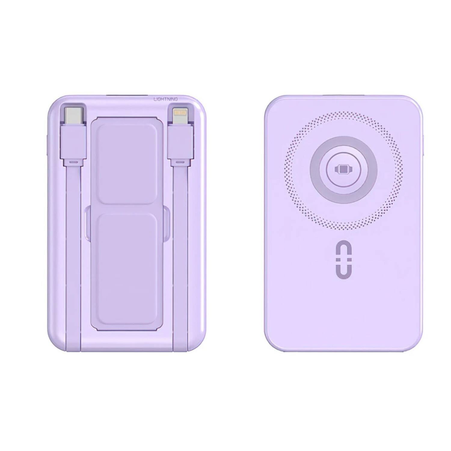 Angle. Home Collection - 10000mAh Magnetic Wireless Power Bank with Kickstand Purple - Purple.