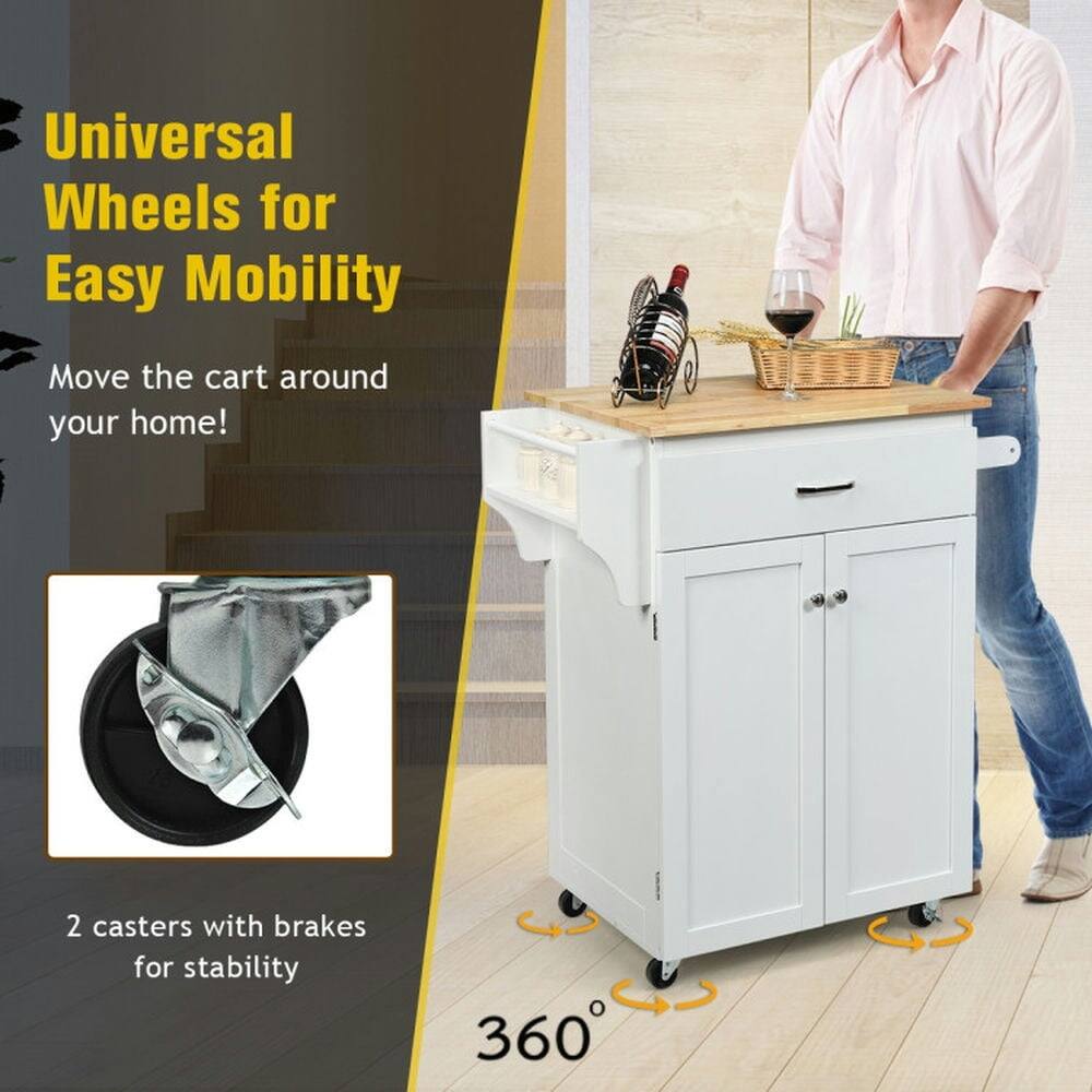 Universal Wheels for Easy Mobility  
Move the cart around your home!  
2 casters with brakes for stability  
360°