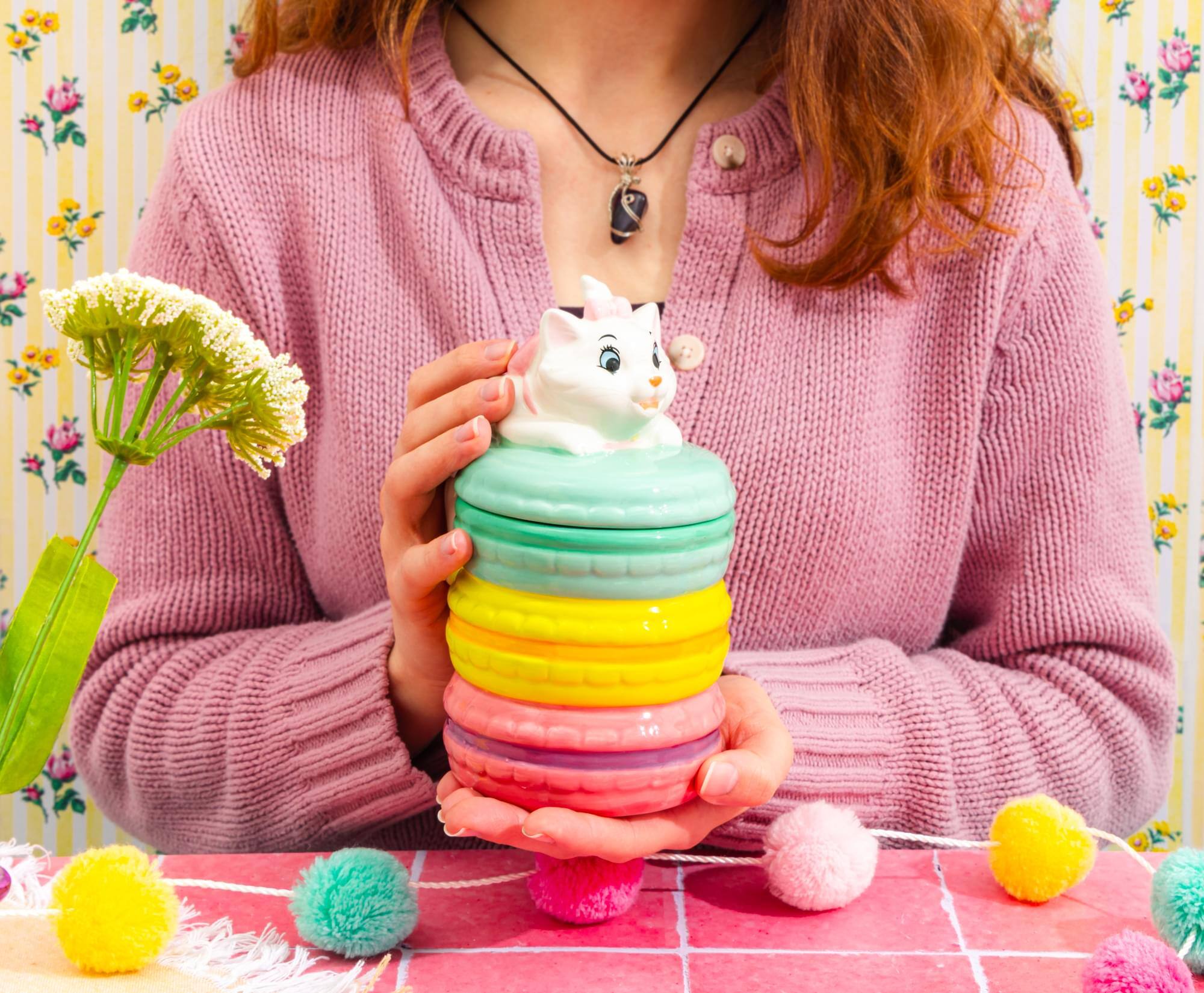 Alt View 6. Silver Buffalo - Disney The Aristocats Marie Macarons 6-Inch Sculpted Ceramic Snack Jar - Multi-Colored.