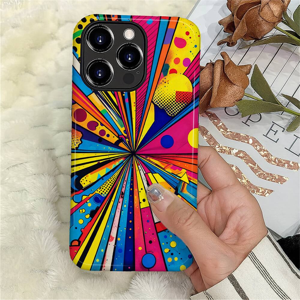 Alt View 3. BUBM - Smartphone Case for iPhone - 2-Layer Durable Smartphone Protection Case - Neon Burst - Neon Burst for iPhone 14 Pro Max.