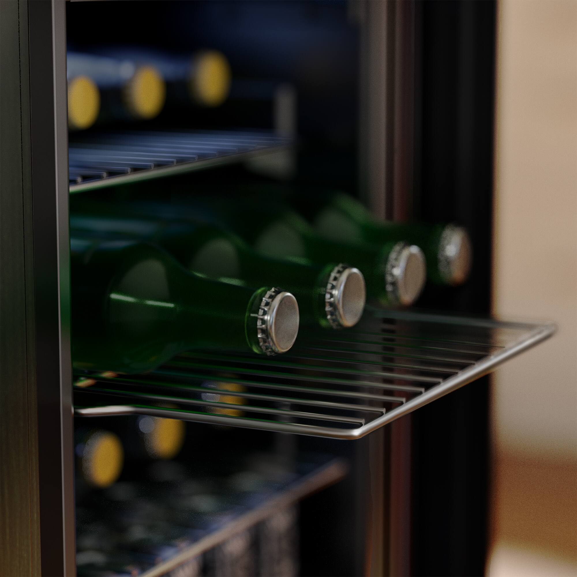 Alt View 6. Empava - 15 in. 80 Can Built-In Beverage Cooler Fridge w/ Precision Temp Controls, Adjustable Shelves in Black - Black.