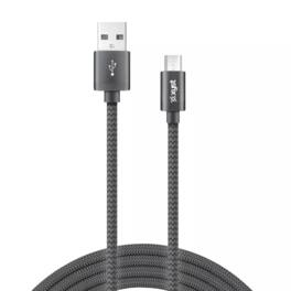 Xyst - Charge and Sync USB to Micro USB Braided Cable 10Ft - Black