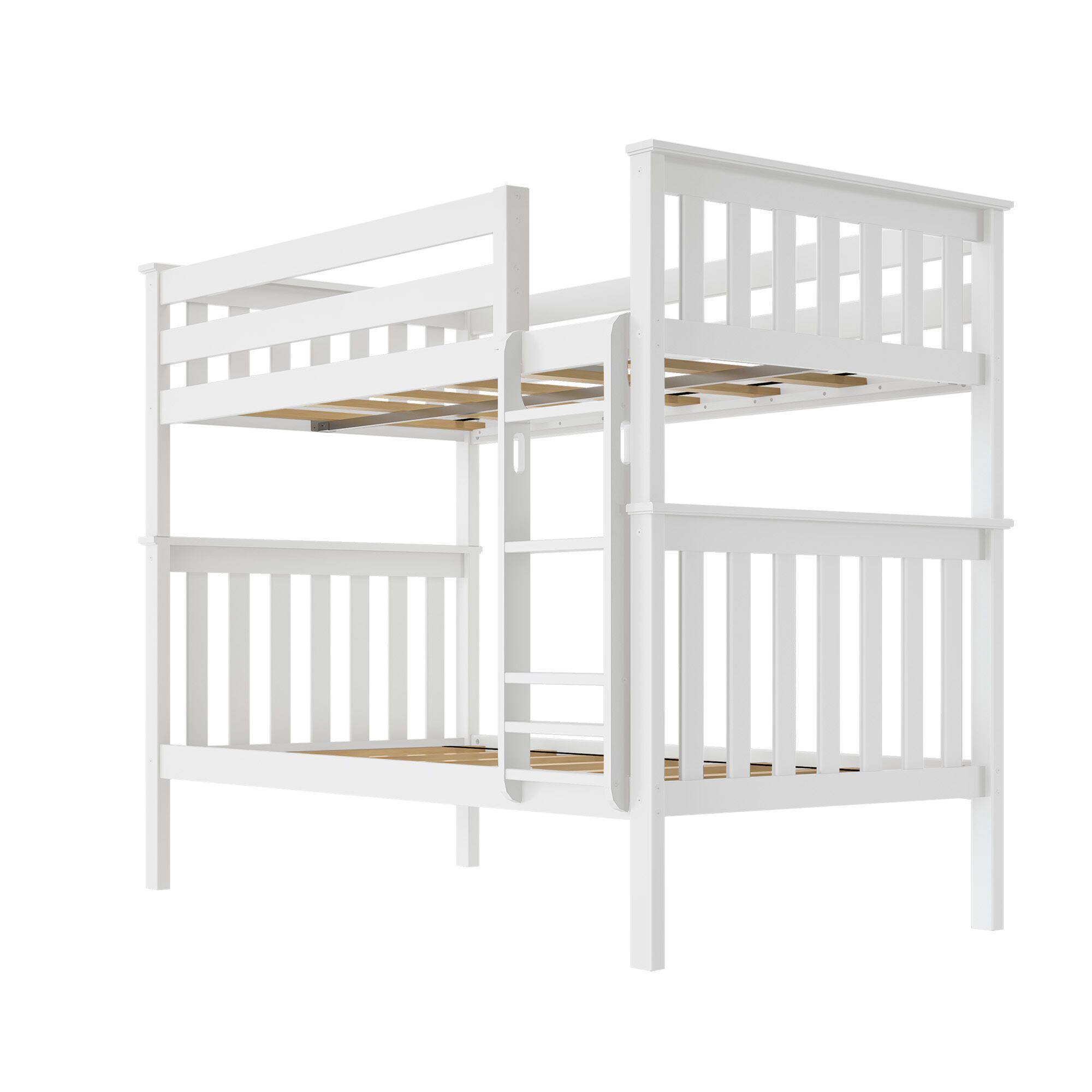 Alt View 2. Plank+Beam - Classic Twin over Twin Bunk Bed, White - White.