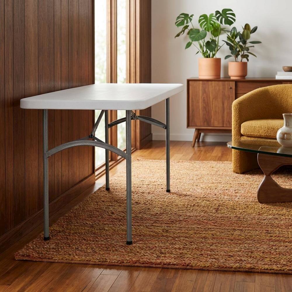 Alt View 2. FurniFact - Light Grey, Folding Table - Light Grey.