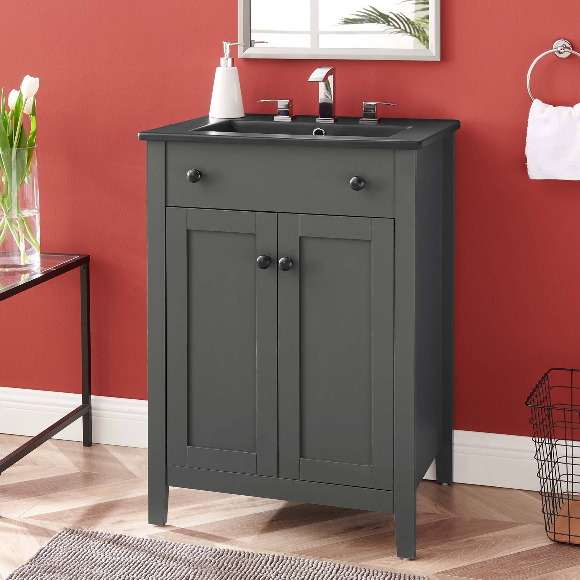 Back. Modway - Nantucket Bathroom Vanity Basin Included - Gray Black.