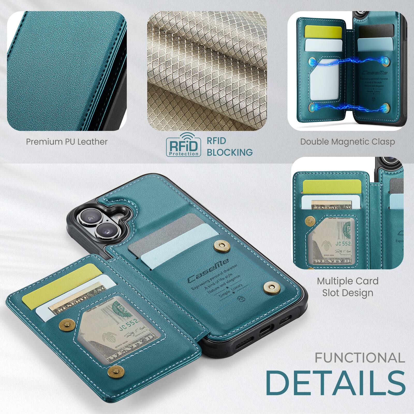 Csale - I . - D - - e dga ! Premium PU Leather RFID RFiD Protection BLOCKING Double Magnetic Clasp HENEI JC552 JC   WENT Expo JC552 Caselte tereder persural He eegance Multiple Card Exprenc ad Le Slot Design FUNCTIONAL DETAILS