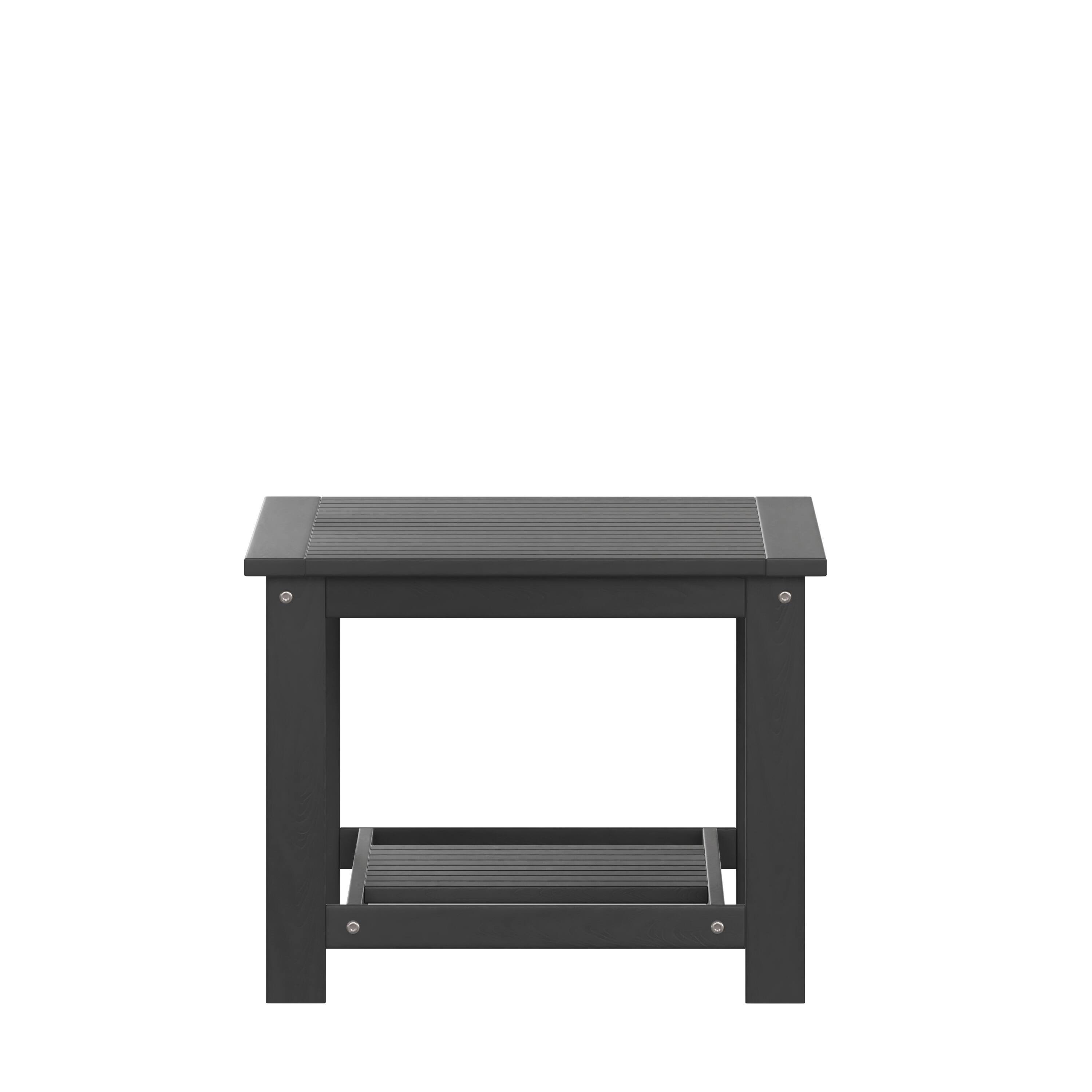 Alt View 7. Emma + Oliver - Hammond All-Weather Polyresin Two Tiered Adirondack Style Coffee Table with Slatted Top - Black.