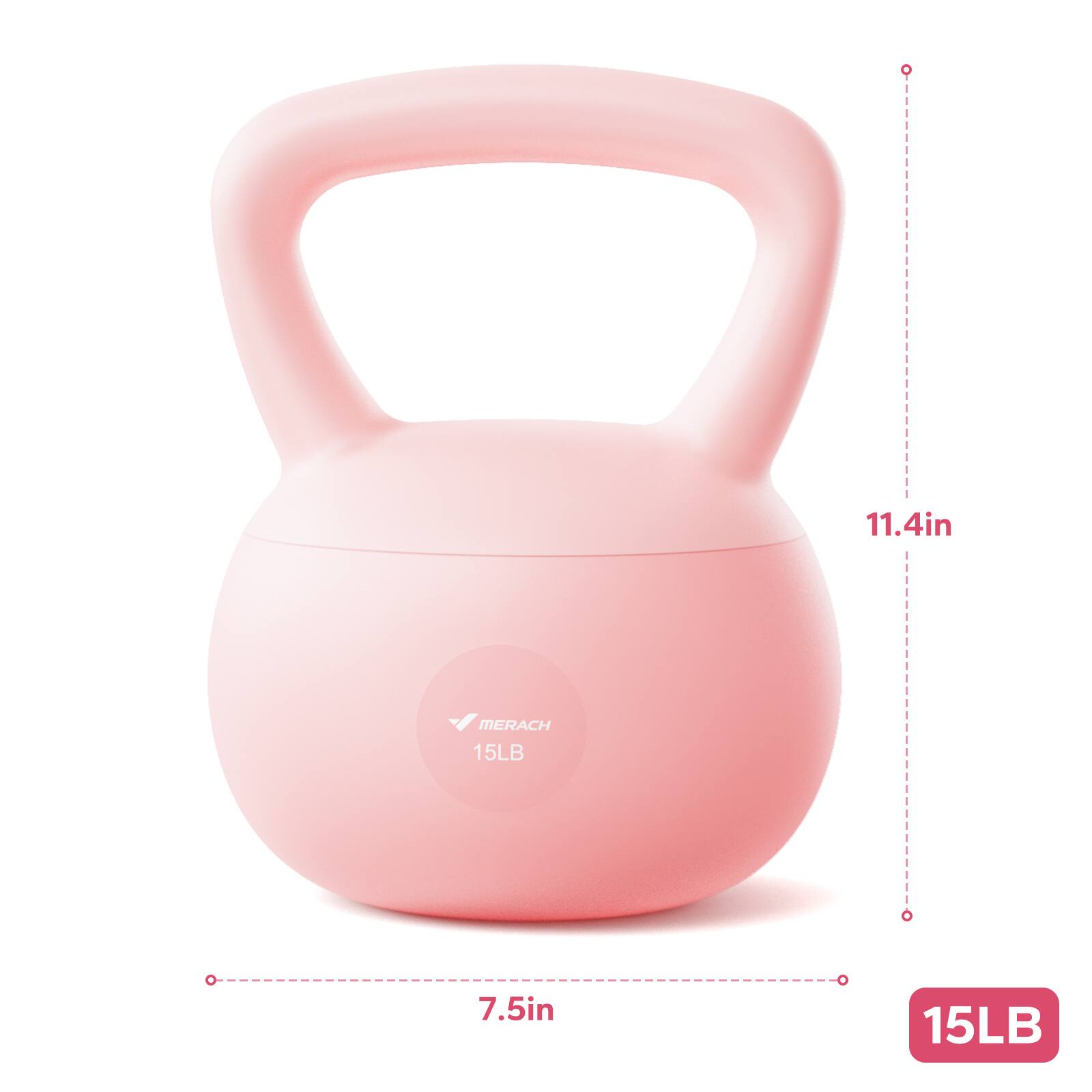 MERACH - Soft Kettlebell for Safe Strength Training Soft Cushioned Horizontal Base - Pink