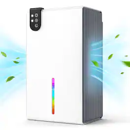 Teendow - Portable Dehumidifier for Basement & Home, 1000 Sq.Ft, Drain Hose, Aromatherapy, 7-Color Light, Quiet Mode - White