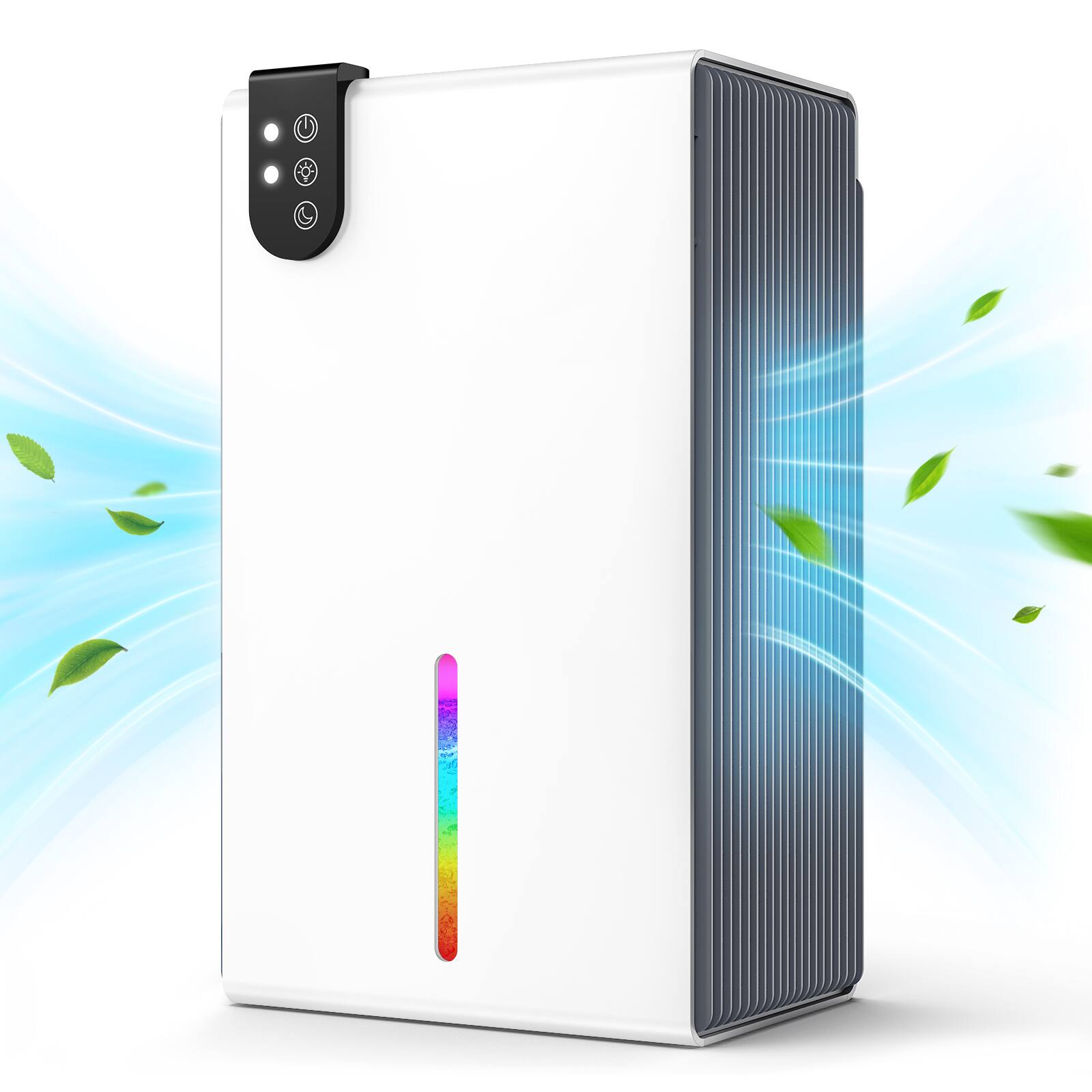 Teendow - Portable Dehumidifier for Basement & Home, 1000 Sq.Ft, Drain Hose, Aromatherapy, 7-Color Light, Quiet Mode - White