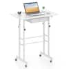 Front. Costway - Costway Standing Desk, Height Adjustable Laptop Desk with Fabric Drawer, Tablet Holder - White.