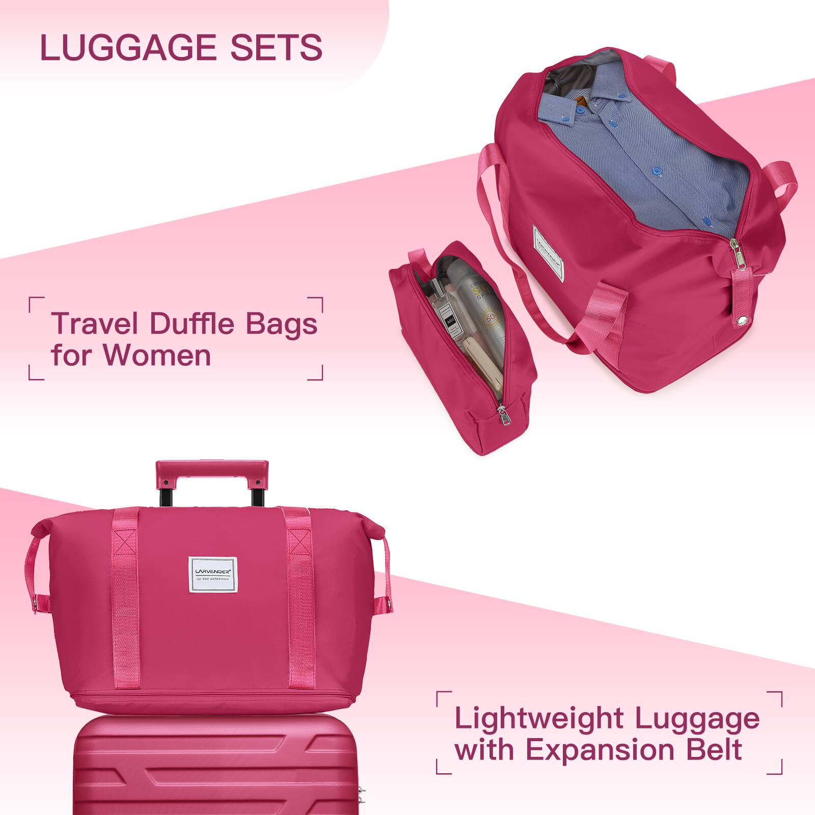 LUGGAGE SETS

Travel Duffle Bags for Women

Lightweight Luggage with Expansion Belt