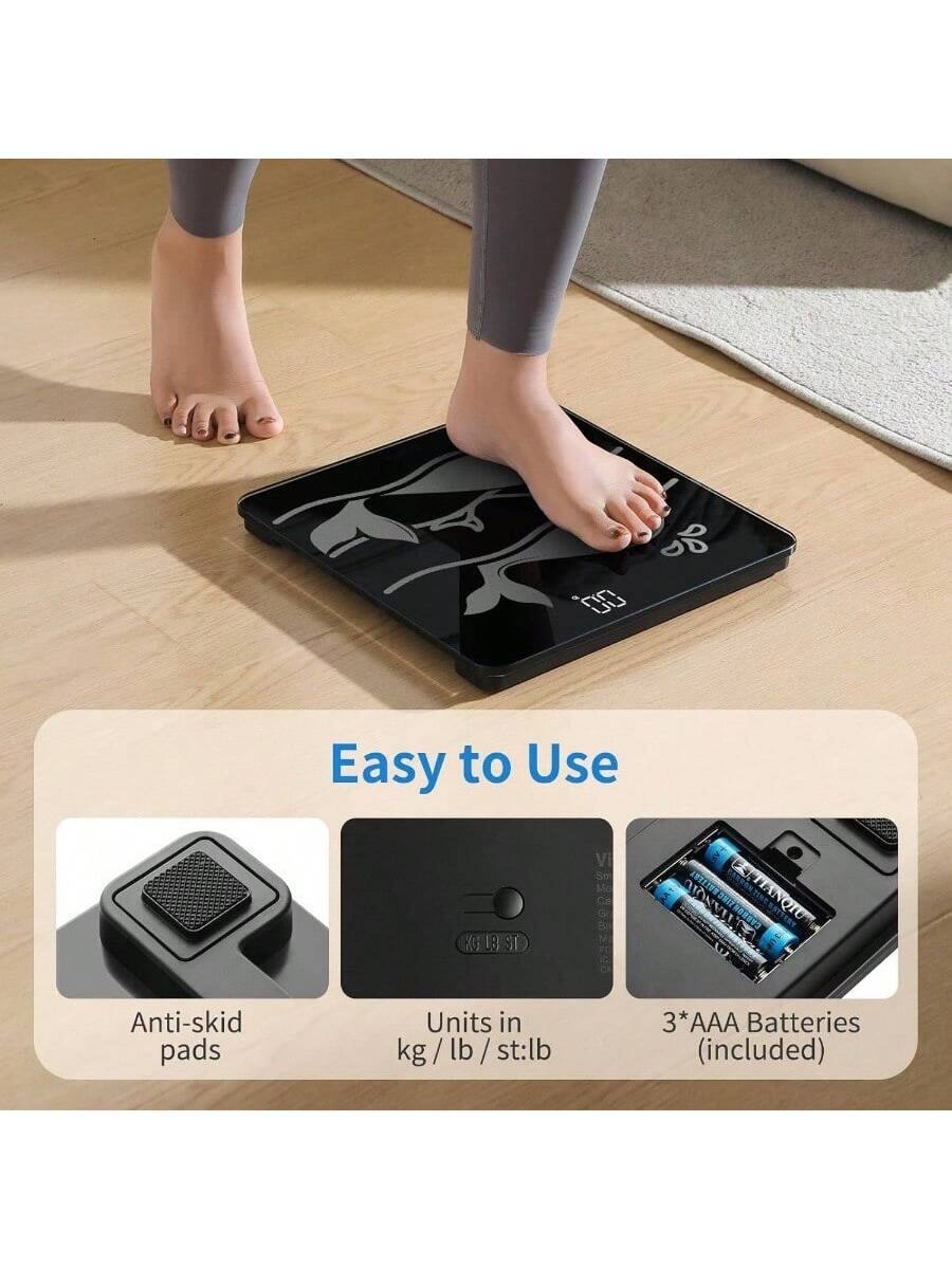 Easy to Use

- Anti-skid pads
- Units in kg / lb / st:lb
- 3*AAA Batteries (included)