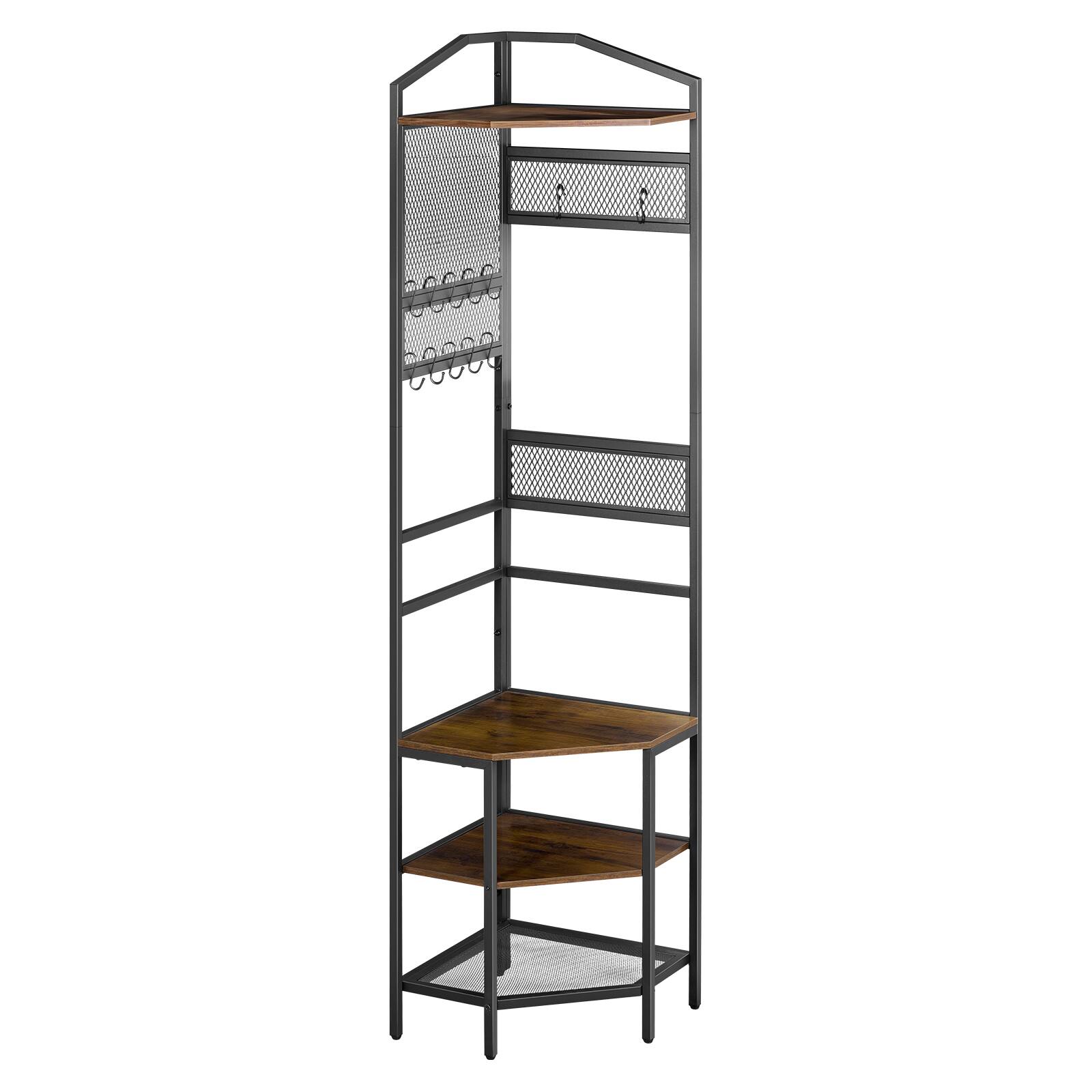 Alt View 5. VEVOR - Corner Hall Tree, 71.3 in Coat Rack with Hooks, Top Shelf & Steel Frame, Freestanding Clothes Shoes Rack Storage - Brown.
