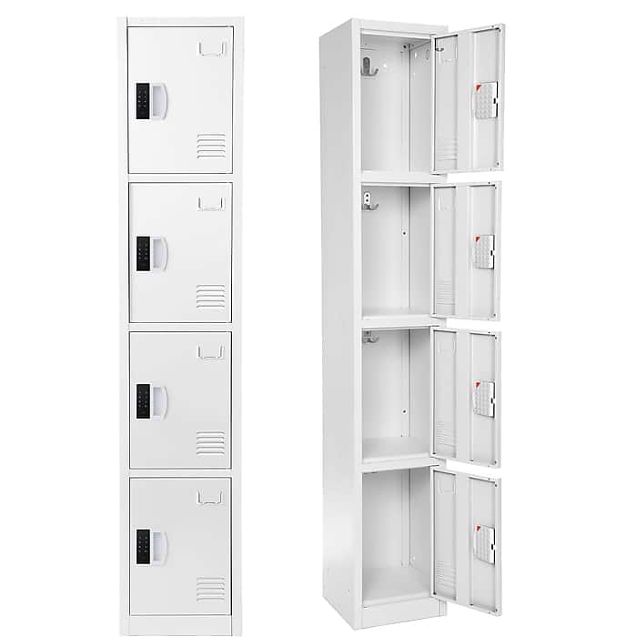 Front. AdirOffice - Storage Locker 629-Series 72" H 4-Tier Steel Digital Lock 4-Shelf Locker - White.