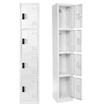 Front. AdirOffice - Storage Locker 629-Series 72" H 4-Tier Steel Digital Lock 4-Shelf Locker - White.