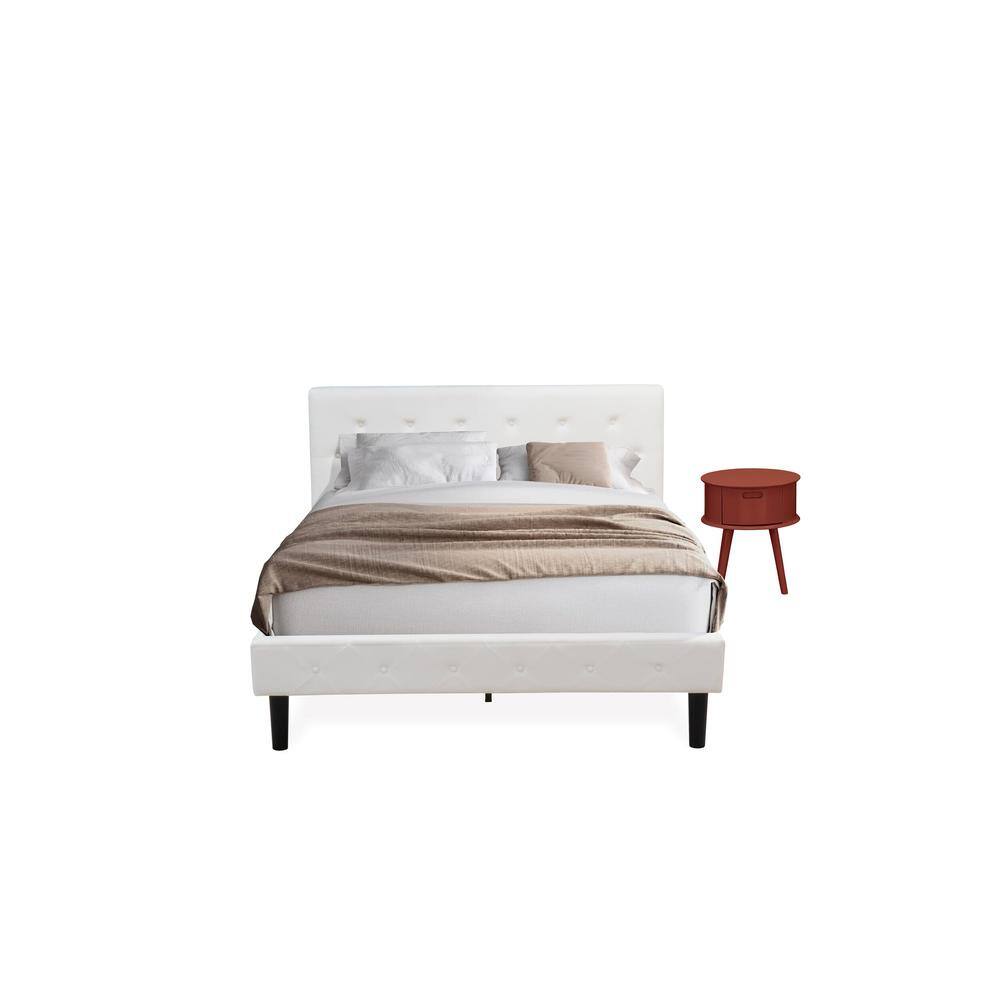 Back. East West Furniture - NL19Q-1GO13 2 Piece Bed Set - 1 Queen Bed White Velvet Fabric Headboard and 1 Wooden Night Stand - Burgundy Finish - White Velvet.