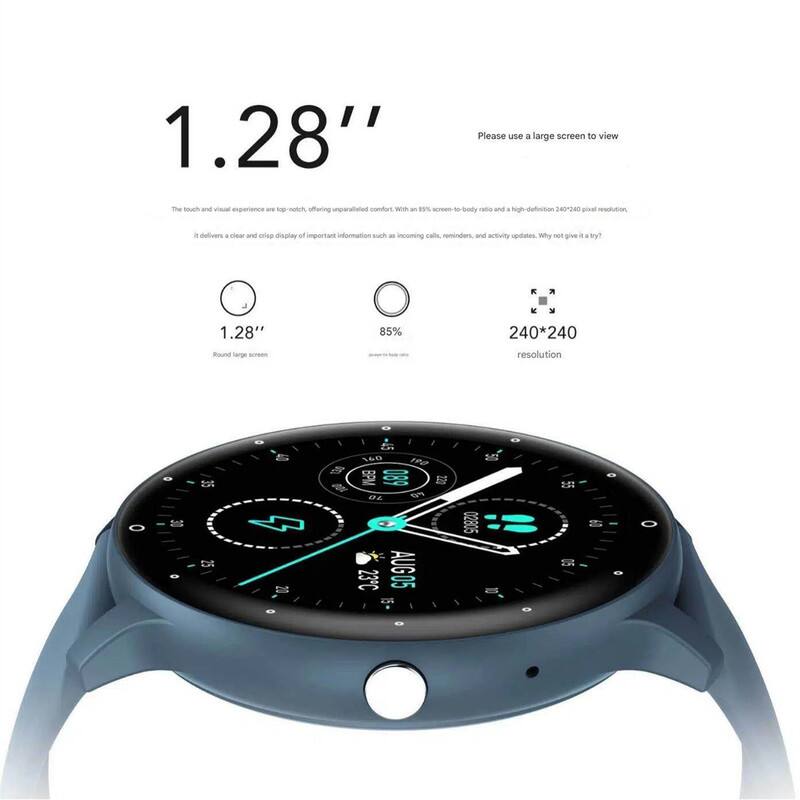1.28"  
Please use a large screen to view  

The touch and visual experience are top-notch, offering unparalleled comfort. With an 85% screen-to-body ratio and a high-definition 240*240 pixel resolution, it delivers a clear and crisp display of important information such as incoming calls, reminders, and activity updates. Why not give it a try?  

1.28"  
Round large screen  
85%  
240*240 resolution