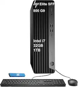HP - Upgraded - Elite Desk SFF 800 G9 Business Desktop PC - Intel Core i7-14700 - 32GB RAM - 1TB SSD - Mouse - Keyboard - Win 11Pro - Black