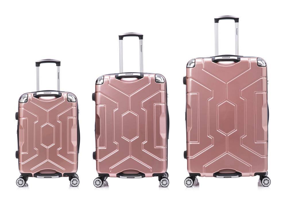 Left. BreeBe - Luggage set PC material four piece travel luggage set, with rotating wheels and a sense of technology - Rose Gold , Blakc.