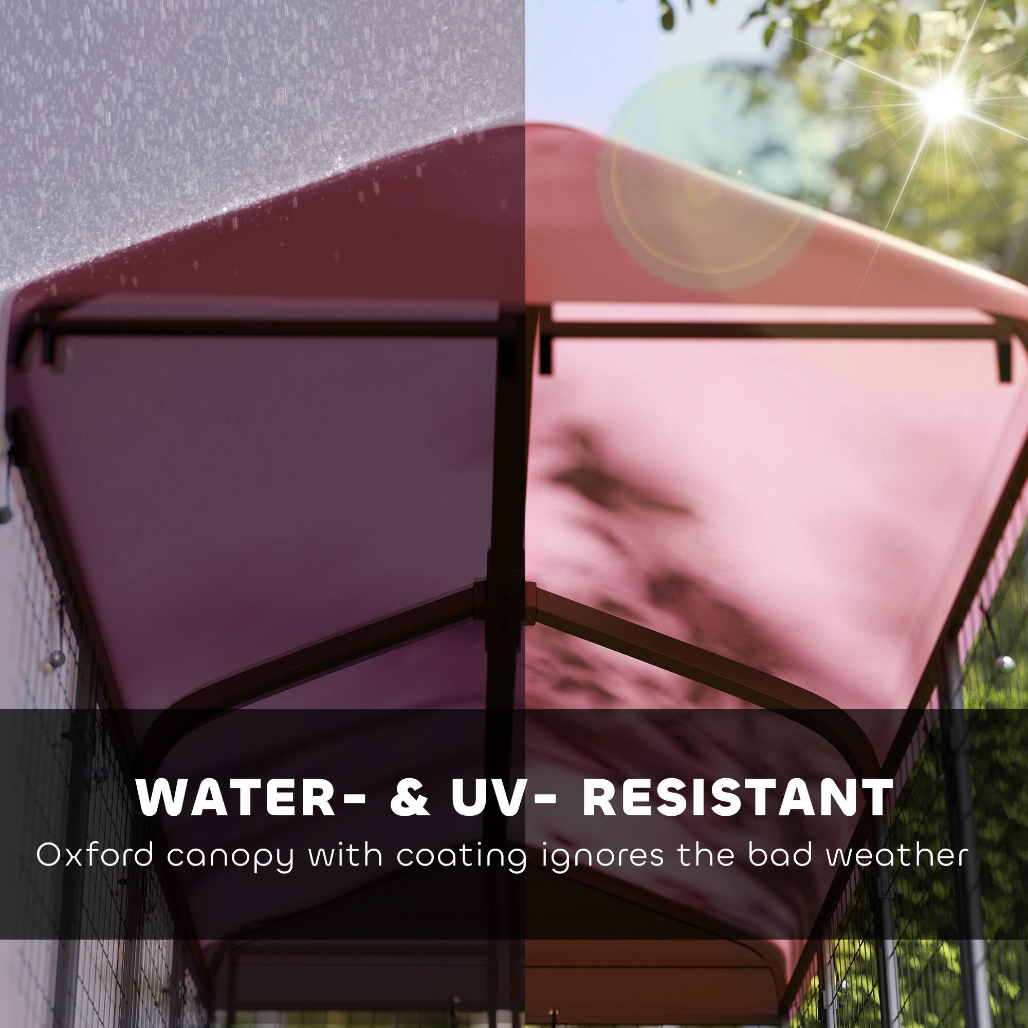 WATER- & UV- RESISTANT  
Oxford canopy with coating ignores the bad weather