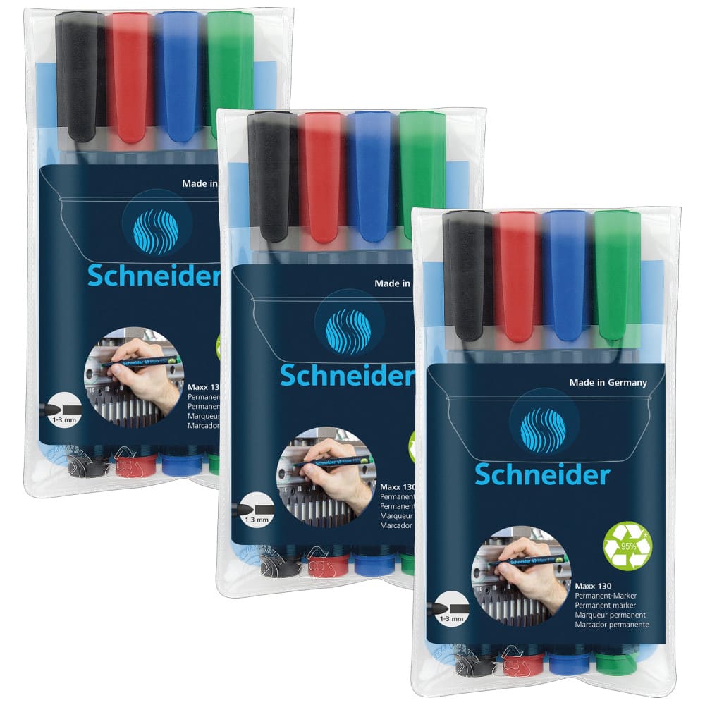Schneider - Maxx 130 Permanent Markers Assorted Colors 4 Per Pack 3 Packs - Assorted  Black, Red, Blue, Green price history on PriceWatchPro