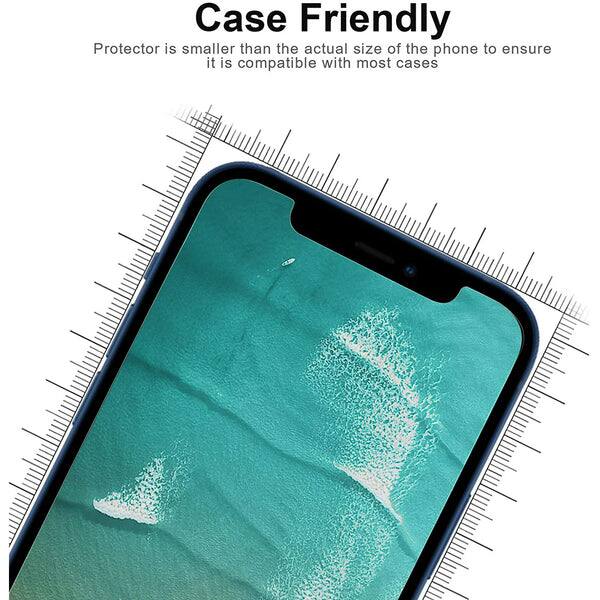 Case Friendly  
Protector is smaller than the actual size of the phone to ensure it is compatible with most cases