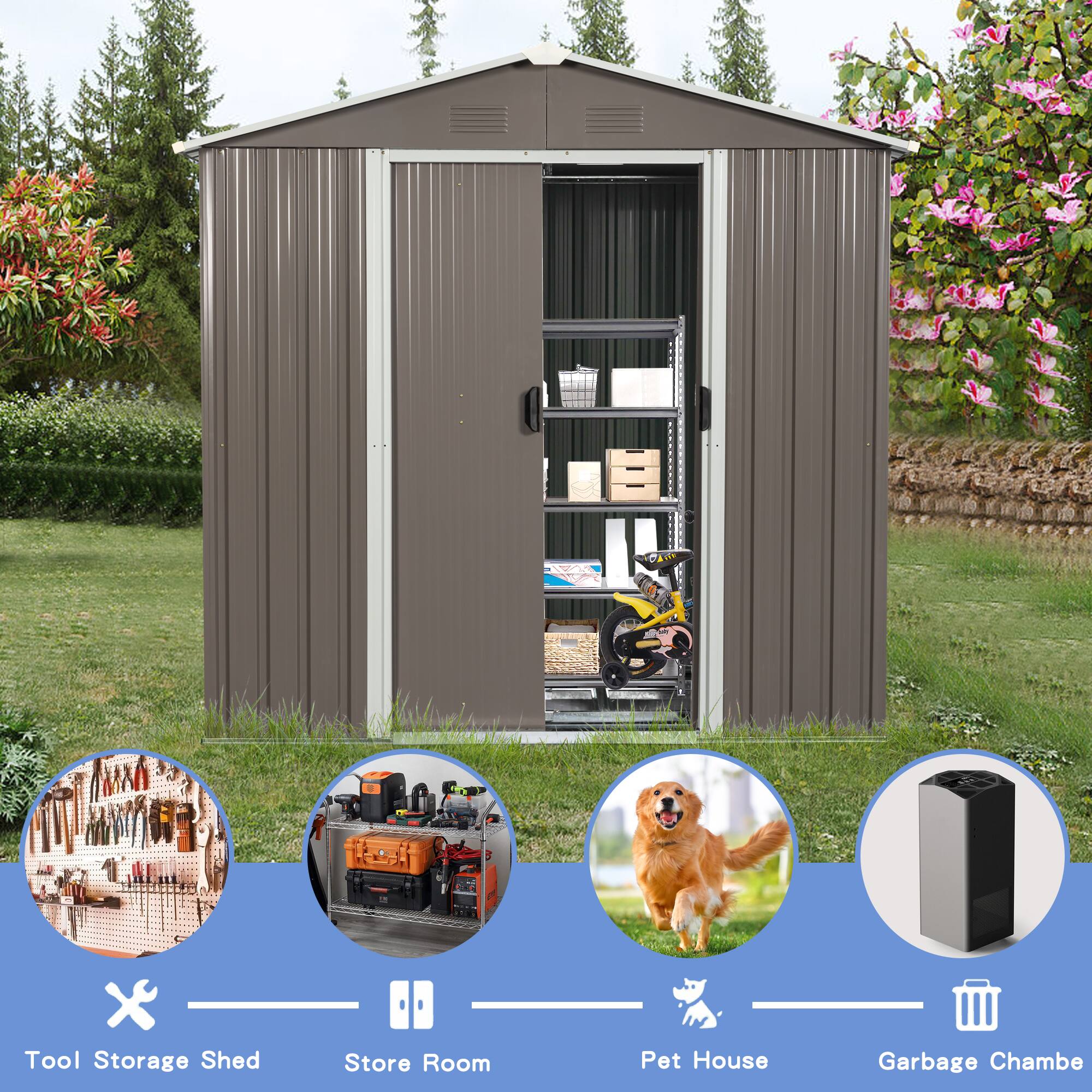 5 x Tool Storage Shed Store Room Pet House Garbage Chamber