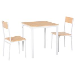 Homcom - Wooden Square Dining Table Set with 1 Table and 2 Chairs and Sturdy Metal Frame for Small Space - White