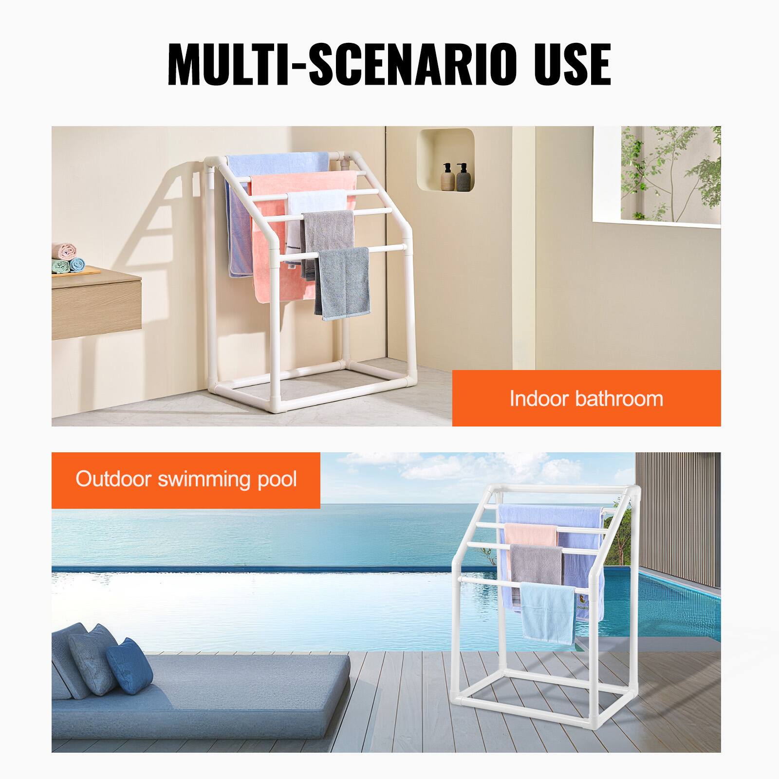The text in the image can be grouped and corrected as follows:

**Multi-Scenario Use**

- Indoor bathroom
- Outdoor swimming pool