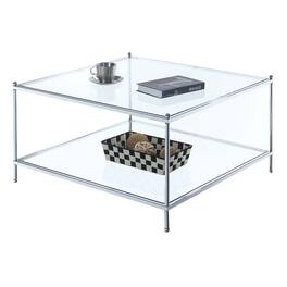Convenience Concepts - Royal Crest 2 Tier Square Glass Coffee Table - Clear Glass/Chrome Frame