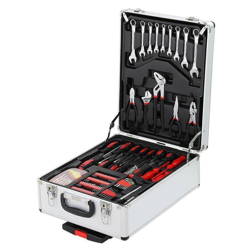 Angle. Winado - 799 PCS Tool Set Mechanics Tool Kit Wrenches Socket with Trolley Case Box Organizer - Silver.