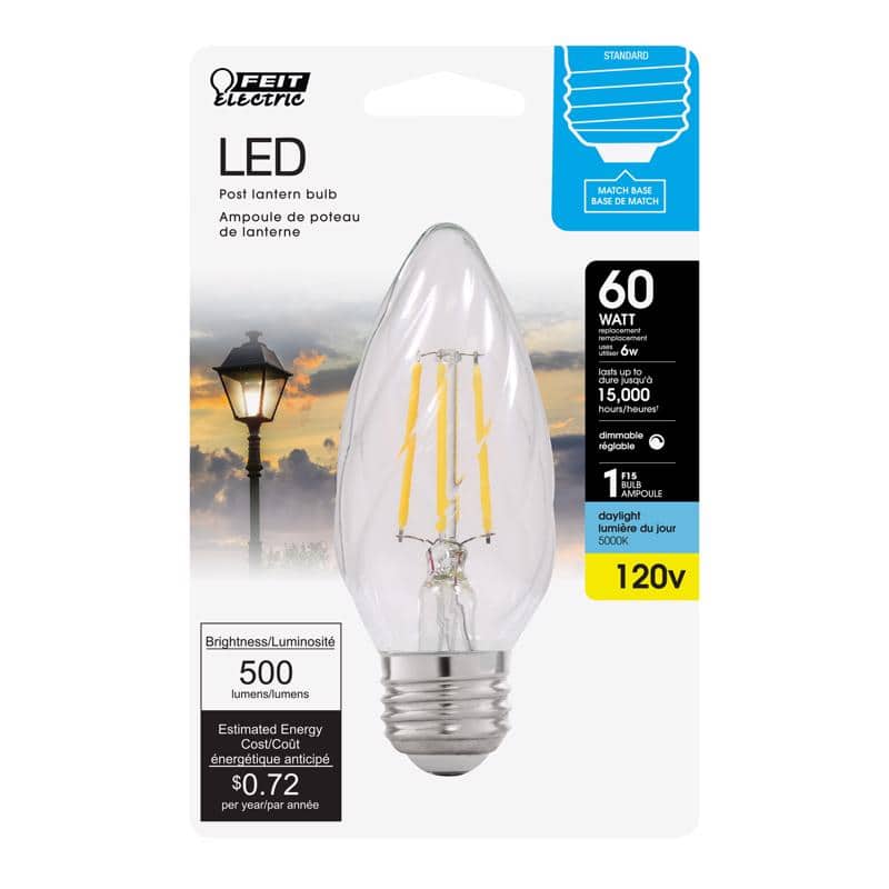 FEIT ELECTRIC - F15 E26 (Medium) LED Bulb Daylight 60 Watt Equivalence 1 pk price history on PriceWatchPro