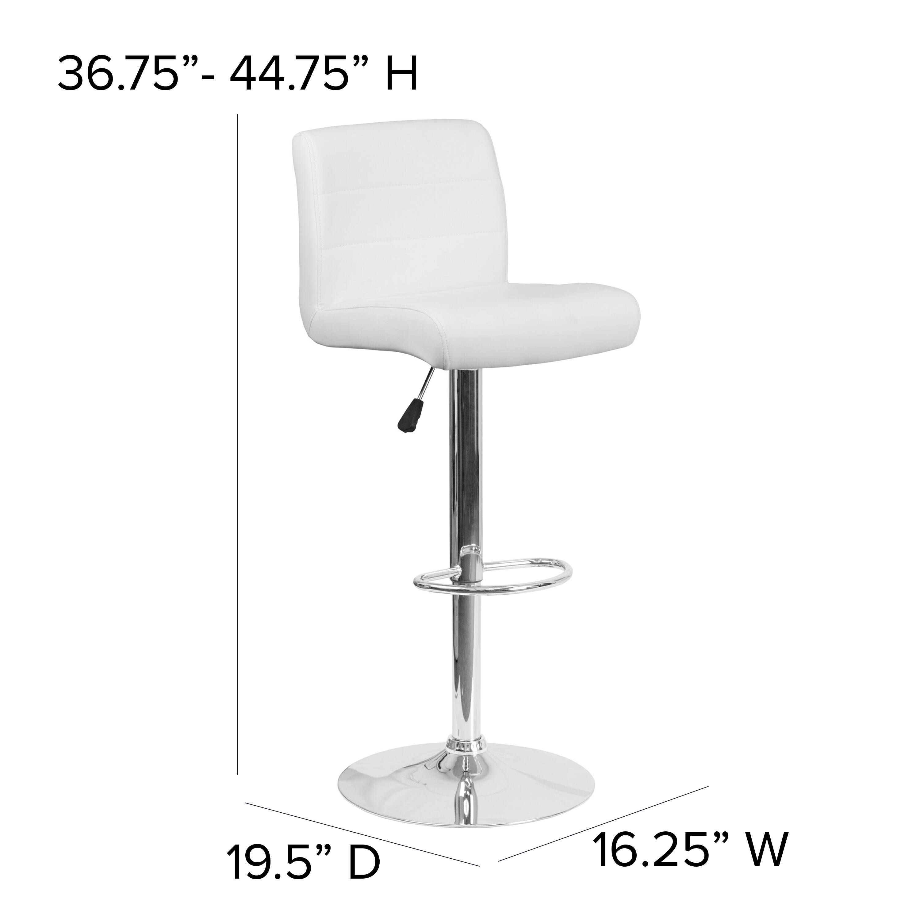 36.75" - 44.75" H  
19.5" D  
16.25" W