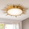 Front. Parrot Uncle - 25.2 in. Integrated LED Vintage Gold Sun Burst Ceiling Light - Gold.