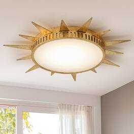 Parrot Uncle - 25.2 in. Integrated LED Vintage Sun Burst Ceiling Light - Gold
