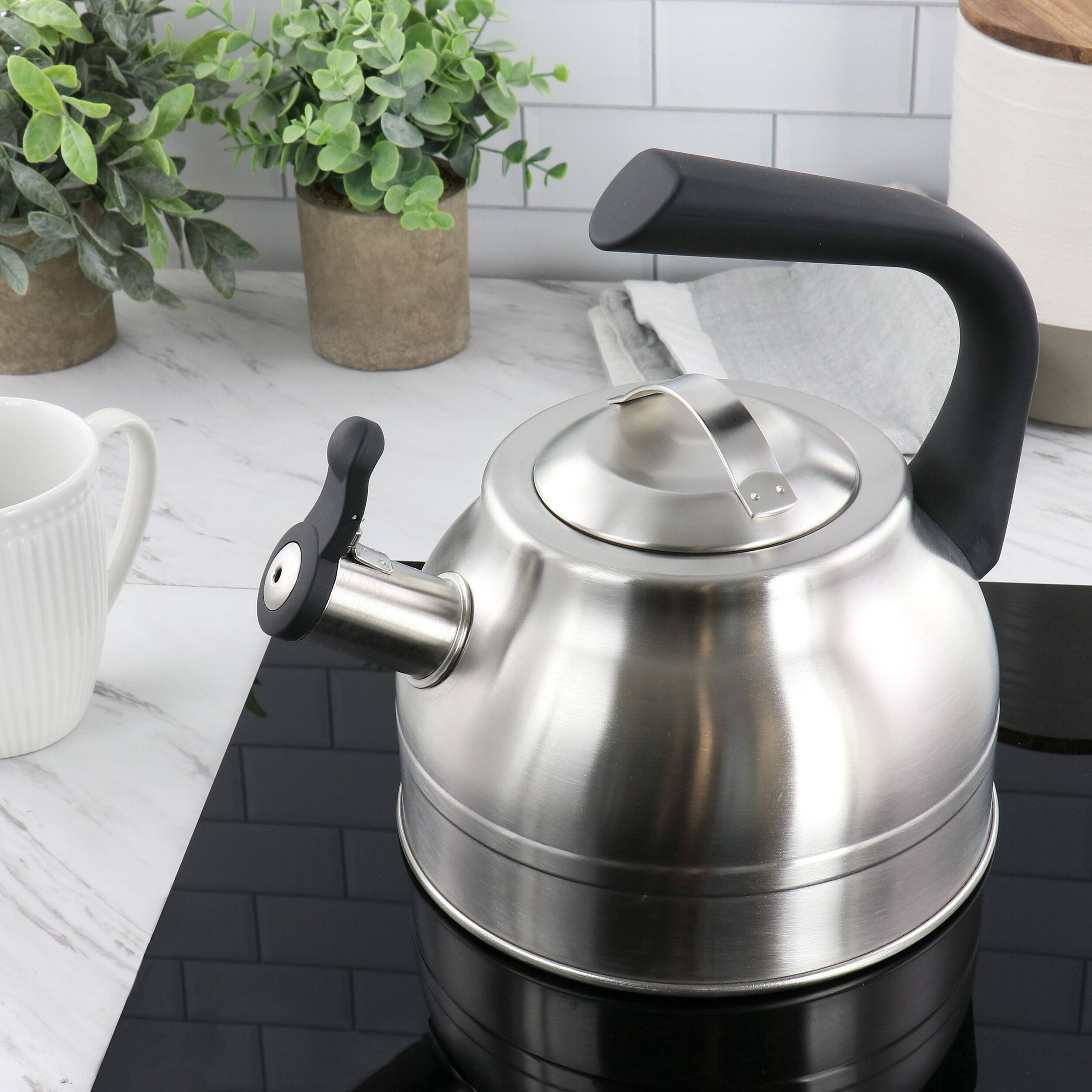 Alt View 4. Kenmore - Kenmore Elite 2.3 Quart Stainless Steel Whistling Tea Kettle in Silver - Silver.