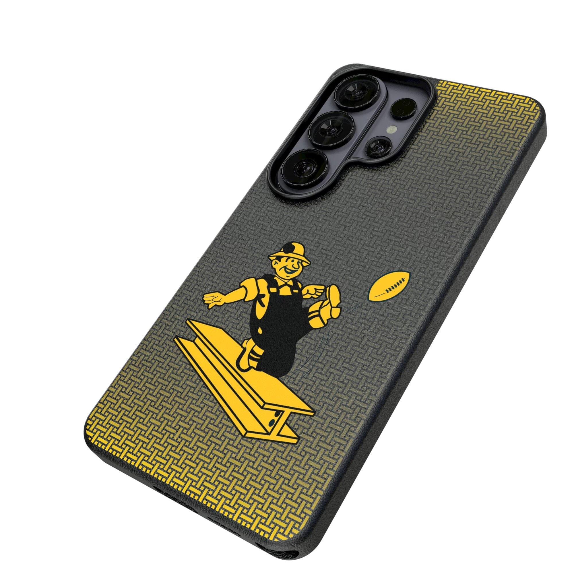 Alt View 1. Keyscaper - Pittsburgh Steelers Historic Collection 1961 Galaxy Magnetic Bump Case - S24 Ultra - Black.