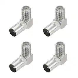 Unique Bargains - 4pcs Right Angle Coaxial Connector, F Female to PAL Male 75 Ohm Adapter for Broadcast/Antenna/Amplifier/CB Radio - Silver
