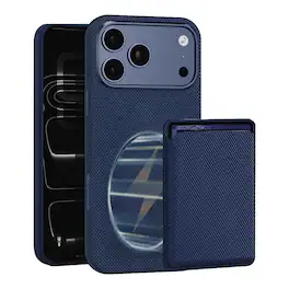 Dteck - 2-in-1 Wallet Case for Apple iPhone 17 Pro Max, Slim Shockproof Fabric Hybrid Cover with Magnetic Card Holder - Blue