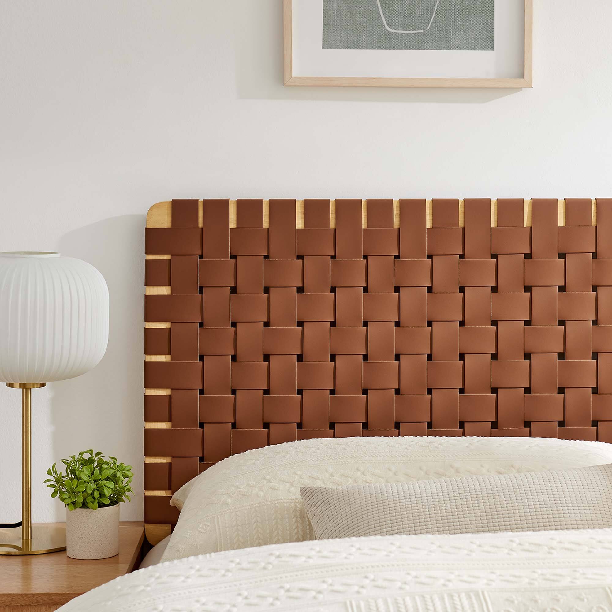 Alt View 4. Modway - Sparta Weave Vegan Leather Queen Headboard by Modway - Brown.