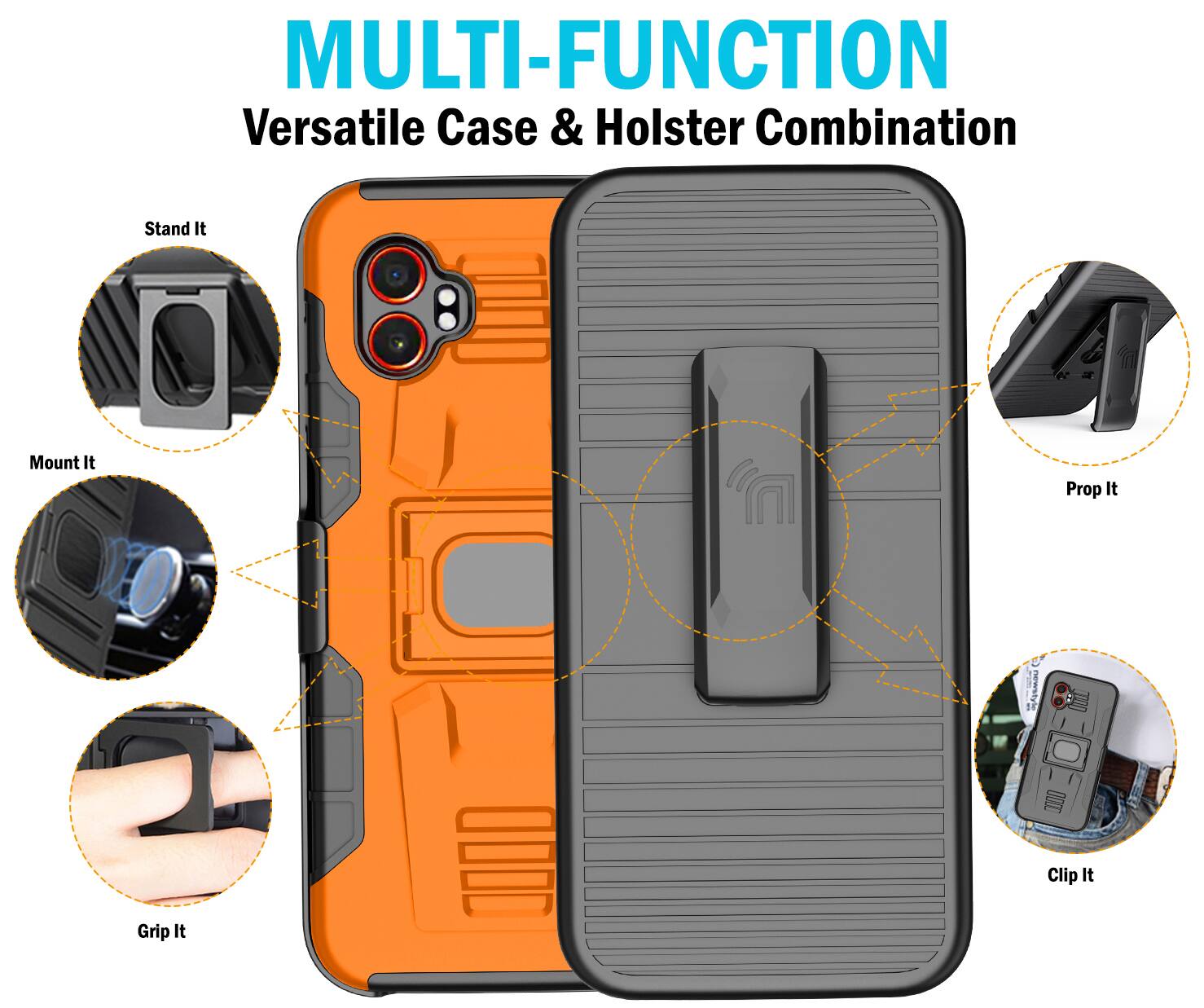 MULTI-FUNCTION  
Versatile Case & Holster Combination  
Stand It  
Mount It  
Prop It  
Clip It  
Grip It