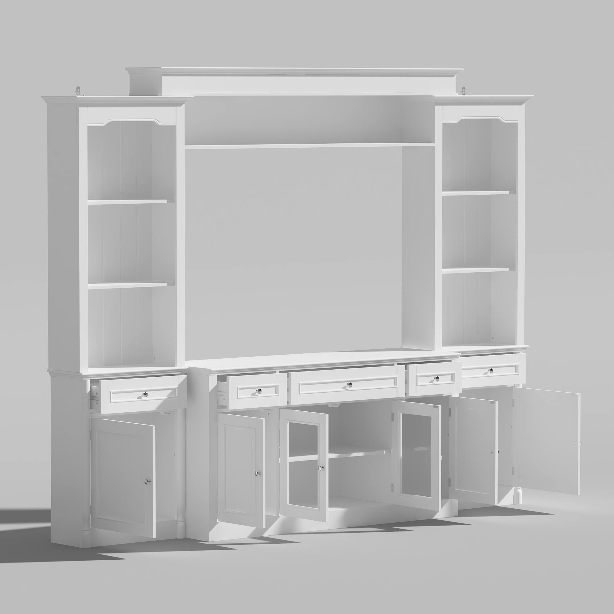 Left. Famapy - Famapy European - Style TV Stand Combo, Fits Up to 60 - Inch TVs Entertainment Center - White.